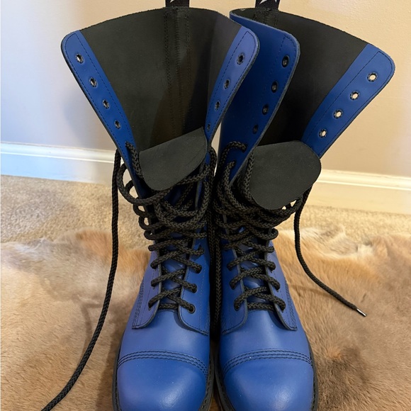 Blue Combat Boots with Black Laces - Picture 5 of 5